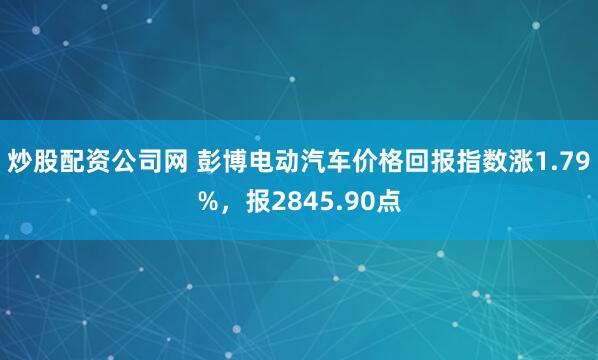 炒股配资公司网 彭博电动汽车价格回报指数涨1.79%，报2845.90点